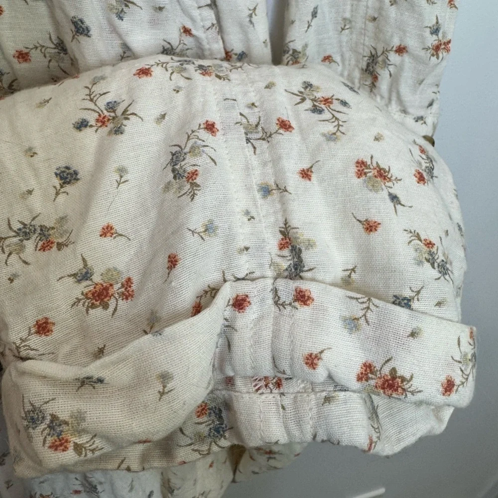 American Eagle white floral linen blend jumpsuit size medium - Picture 7 of 11